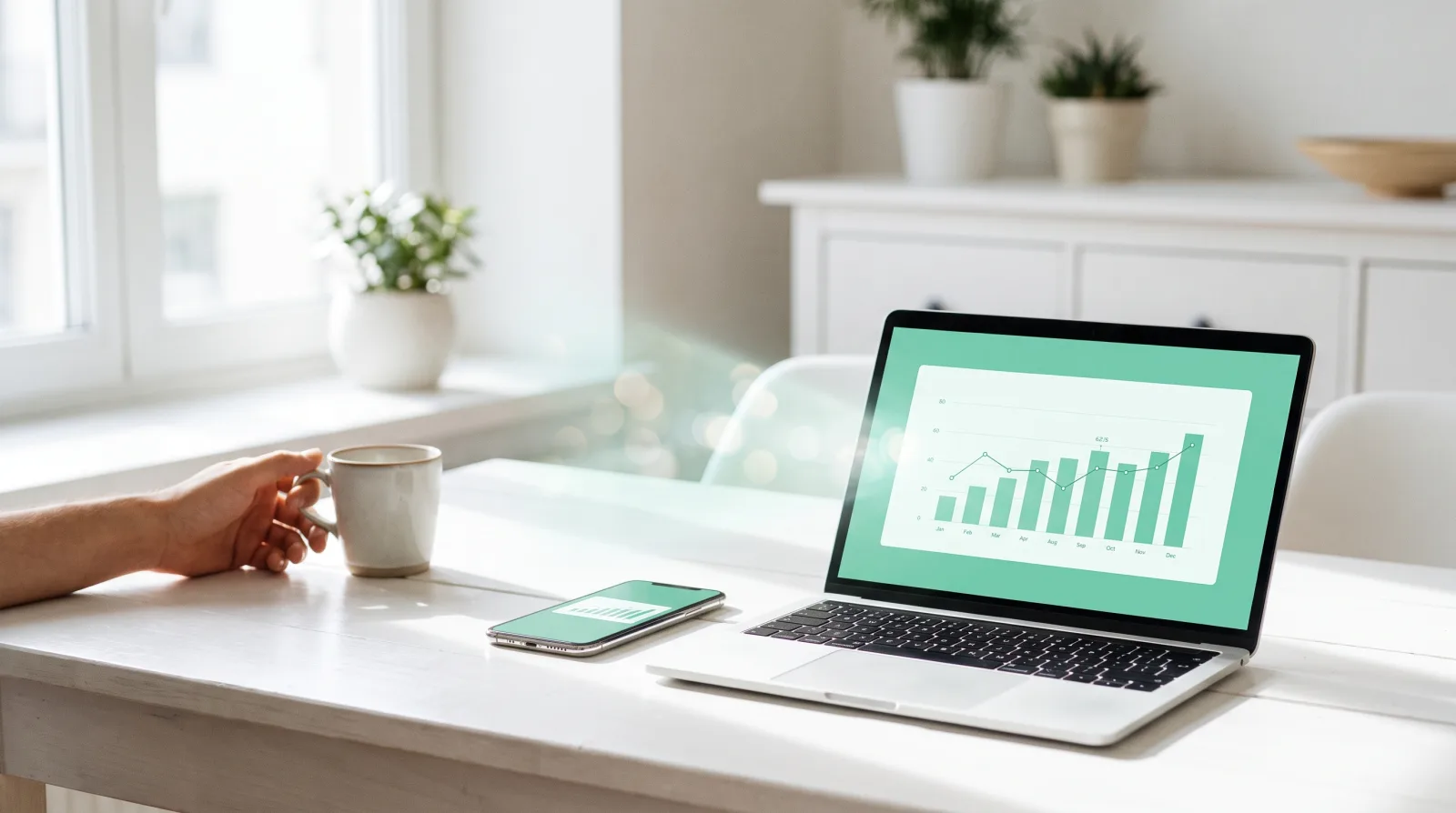 Cliqer desktop app on a laptop beside a phone acting as the presentation clicker