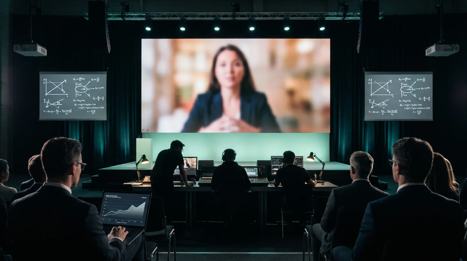 Internet clicker software running on a phone while a speaker presents to a corporate audience